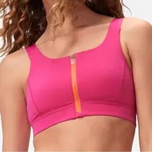 Outdoor Voices Powerhouse Bra Sz S/M D Cup Pink High Support Zip Front